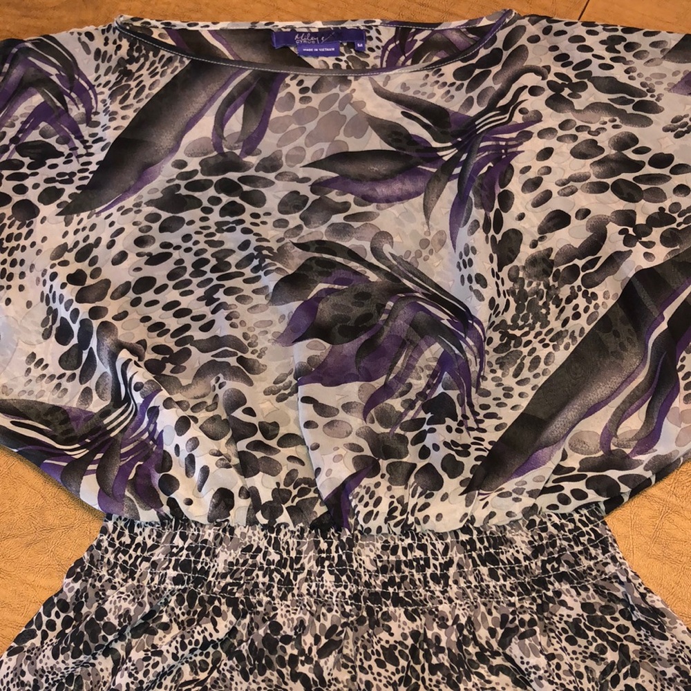 Miley Cyrus Max Azria Purple & Gray Sheer Top Sz M - Picture 2 of 8